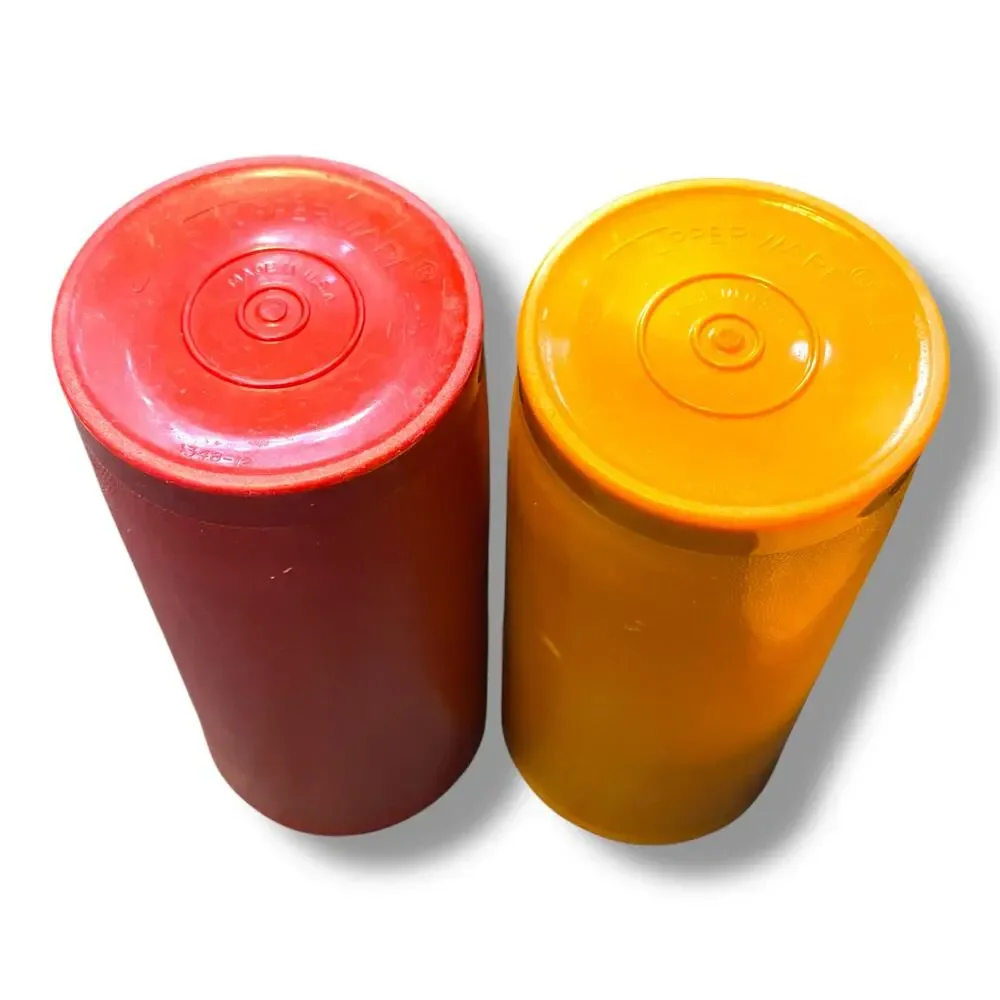 Tupperware Retro Amber Orange Bowls & Cups Set 1348 155 Kitchen Picnic Vintage